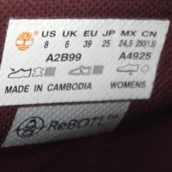 Timberland Kinsley Burgundy Nubuck Leather Boots SIze 8 - Picture 2 of 9